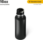 RTIC 16oz Journey Bottle Metal Stainless Steel Vacuum Insulated, BPA Free, Reusable, for Water, Hot and Cold Drinks, Travel, Sports, Camping, Black