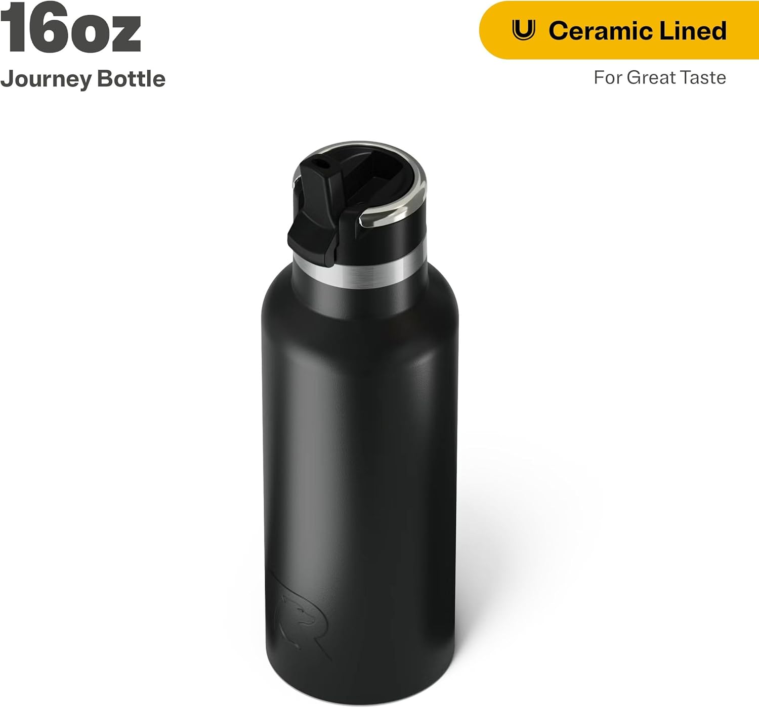 RTIC 16oz Journey Bottle Metal Stainless Steel Vacuum Insulated, BPA Free, Reusable, for Water, Hot and Cold Drinks, Travel, Sports, Camping, Black