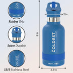 Coldest Insulated Water Bottle with Straw Lid - Stainless Steel Metal Insulated Bottle for Men & Women (Sailor Blue, 12 oz)