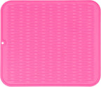 Silicone Dish Drying Mat for Multiple Usage,Easy clean,Eco-friendly,Heat-resistant Silicone Mat for Kitchen Counter or Sink,Refrigerator or Drawer Liner Rose XL 18 inches x 16 inches