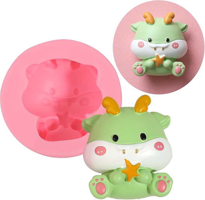 1 Pcs Zodiac Dragon Chocolate Silicone Mold, Cartoon Animals Fondant Molds, for Theme Party Kitchen Baking Cake Decoration Making Bread Biscuit Mousse Pudding Resin Clay Work Plaster Bath Ball