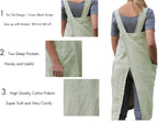 Women's Pinafore Square Apron Baking Cooking Gardening Works Cross Back Cotton/Linen Blend Dress with 2 Pockets