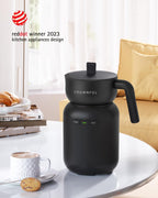 CROWNFUL Milk Frother, Electric 5-in-1 Milk Frother and Steamer with Temperature Control, Dishwasher Safe, Auto Shut-Off Frother for Coffee, Latte, Cappuccino, Macchiato, Dark Gray