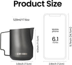 MHW-3BOMBER Milk Frothing Pitcher 520ml/17.6oz Milk Frother Cup Espresso Steaming Pitcher Stainless Steel Milk Frother Cup Barista Latte Art Round Spout Milk Jug, Cream white P6019W-OS