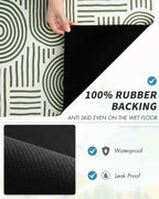 AMOAMI Coffee Mat Hide Stain Rubber Backed Absorbent Dish Drying Mat for Kitchen Counter - Fits Under Coffee Maker or Machine - Green Line 17x31.5