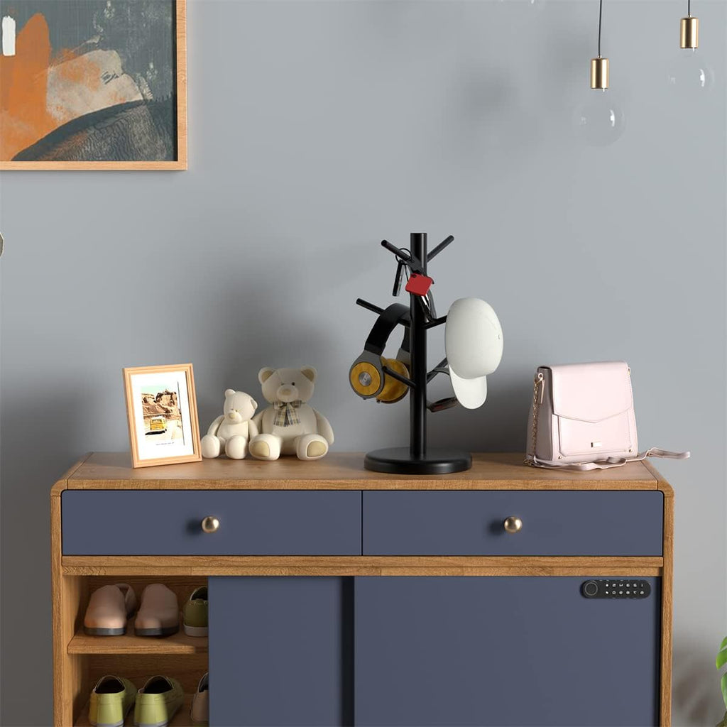 Dorhors Mug Holder Tree,Coffee Cup Holder with 6 Hooks, Wood Mug Rack for Counter,Coffee Bar Accessories and Orgnizer Station,Black