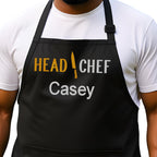 Personalized Chef Apron for Men, Custom Embroidered Design, Professional Kitchen Cooking BBQ Grilling for Dad, Decorated in USA