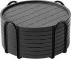 Coasters Set of 8,Hot or Cold Drink Coasters with Holder,Modern Style Coffee Table Coaster,Suitable for Kinds Cups Beer,Drink,Anti-Overflow Tabletop Protection(Gray, 8pcs)
