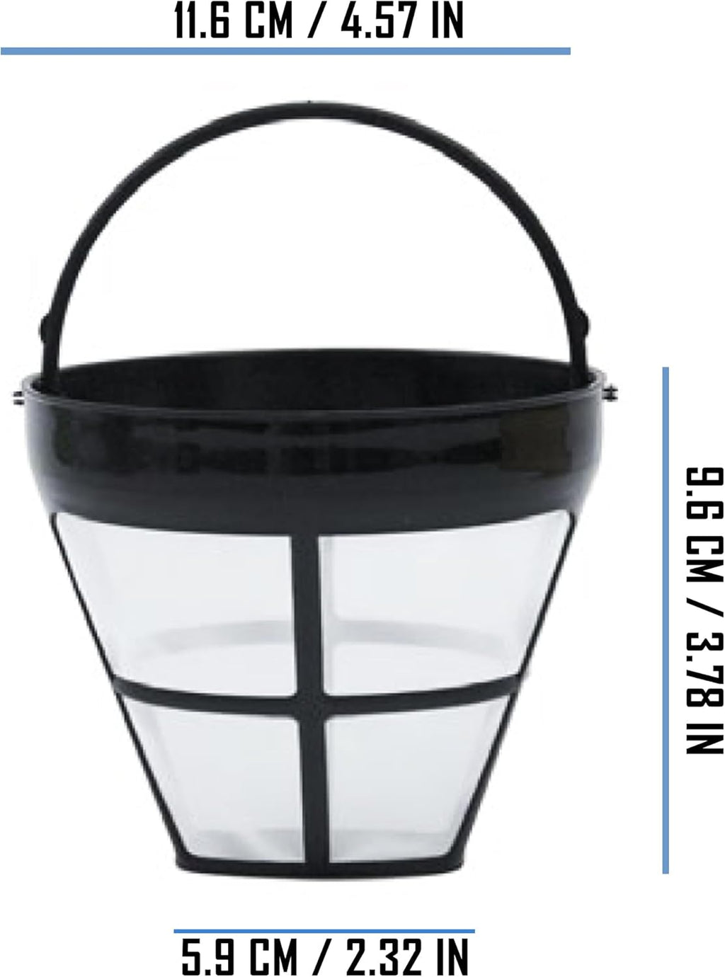 GOLDTONE Reusable (2 Pack) 8-12 Cup #4 Cone Nylon Coffee Filter fits Ninja Coffee Makers and Brewers, BPA Free