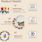 Ceramic Coffee Cup with Saucer, 8.5oz Floral Porcelain Tea Cup with Premium Gold Spoon and Gift Box, Dishwasher and Microwave Safe, Cup Mug for Coffee Cappuccino Espresso Latte