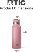 RTIC 16oz Journey Bottle Metal Stainless Steel Vacuum Insulated, BPA Free, Reusable, for Water, Hot and Cold Drinks, Travel, Sports, Camping, Dusty Rose