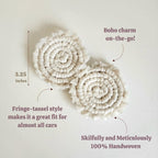 Cotton Car Coasters for Cup Holders, 2PC Car Cup Coasters, Drink Coaster Holder, Cute cupholder Coaster Accessories for Women, Macrame, Boho (Vanilla White)