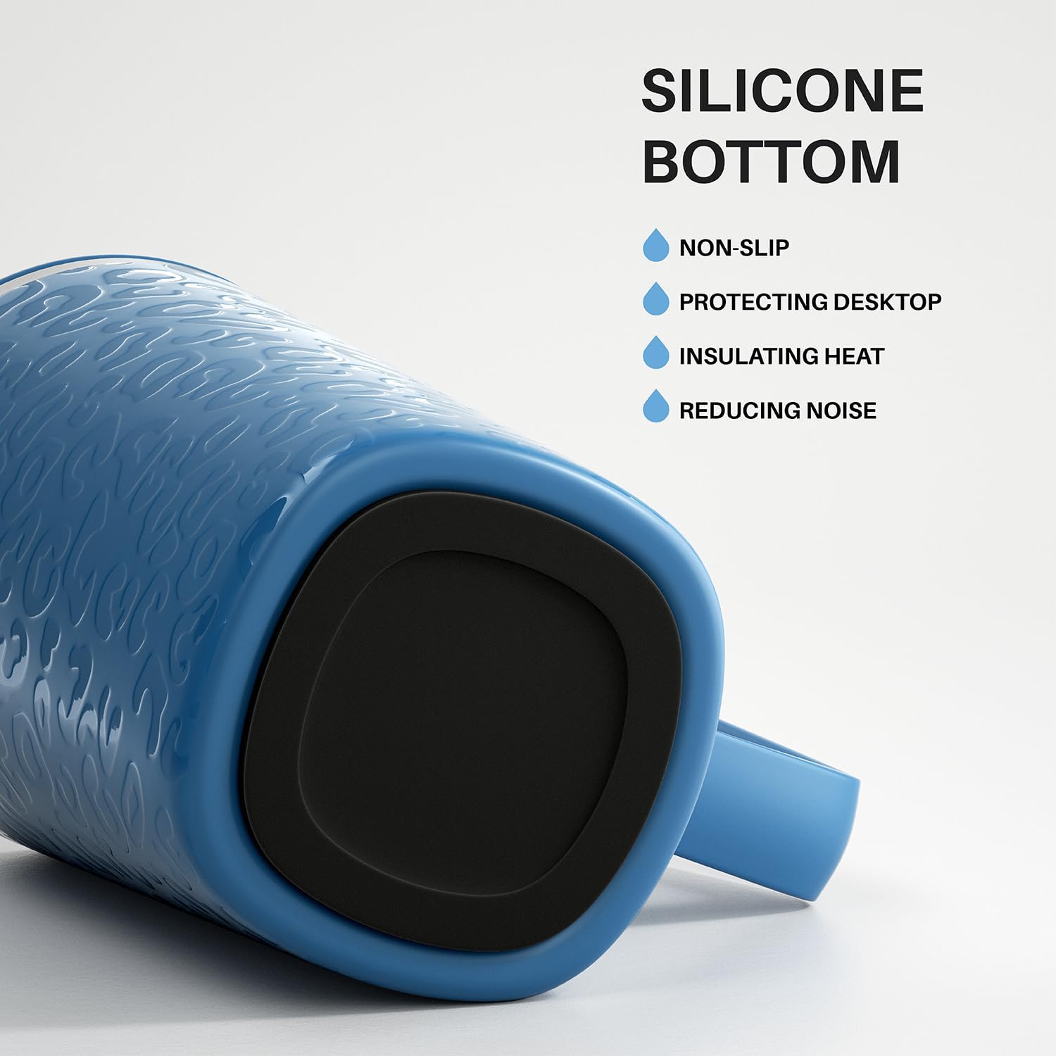 Ideus Vacuum Insulated Coffee Mug, 16oz Reusable Stainless Steel Thermal Double Walled cup with Handle and Slider Lid for Hot & Cold Beverages, BPA Free (Leapord Blue)