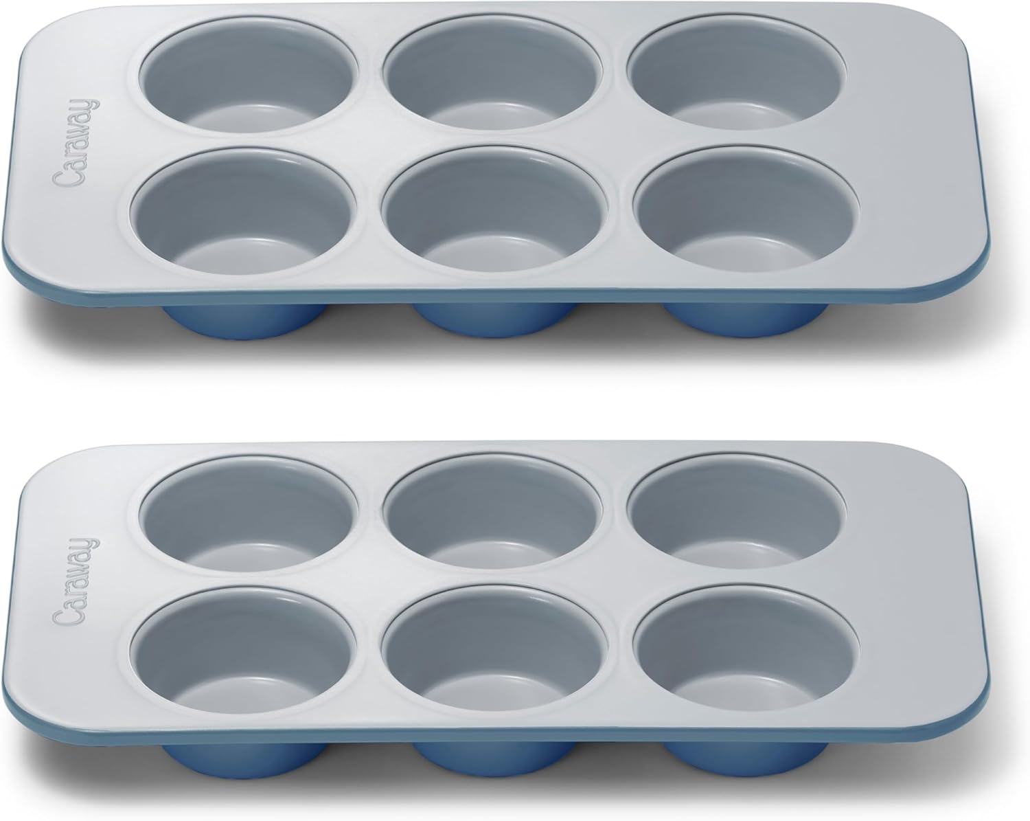 Caraway Nonstick Ceramic 6 Cup Muffin Pan Duo – Non-Toxic, PTFE & PFOA Free – Oven Safe – Aluminized Steel Core – Small Muffin Pan for Baking Cupcakes, Muffins & More - Slate