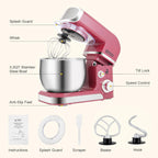 Kitchen in the box Stand Mixer,3.2Qt Small Electric Food Mixer,6 Speeds Portable Lightweight Kitchen Mixer for Daily Use with Egg Whisk,Dough Hook,Flat Beater (Purplish-red)