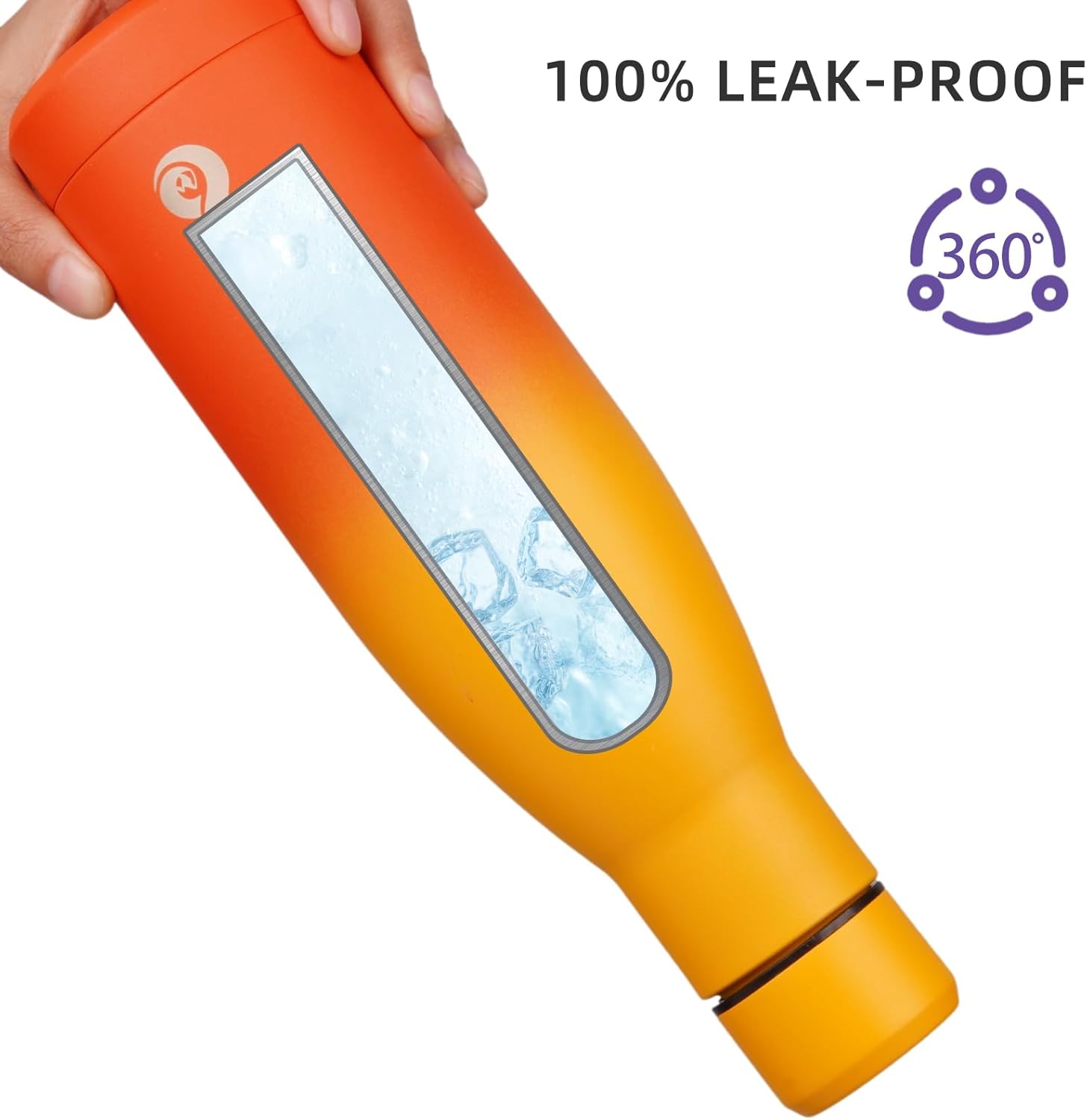 BJPKPK Insulated Water Bottle 12oz Samll Stainless Steel Water Bottles Reusable Metal Thermos Keep Cold and Hot,Sunset Orange