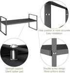 16.5~27.1" Expandable Shelf Organizer, 1Pack 8.1" Wide Stackable Cabinet Shelf Organizers, Black Metal Sturdy Kitchen Counter Storage for Countertop, Adjustable Height Spice Rack