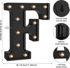 Foaky Black LED Letter Lights for Room Decor - Bedroom Wall Decor, Alphabet Lights for Home, Wedding, Party - Battery Operated （F）