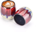 Ceramic Kiln-Change Espresso Cups Small Espresso Coffee Cups Set of 2 Spirits Cups Tasting Cups Ceramic Mate Cup 3Oz (Red)