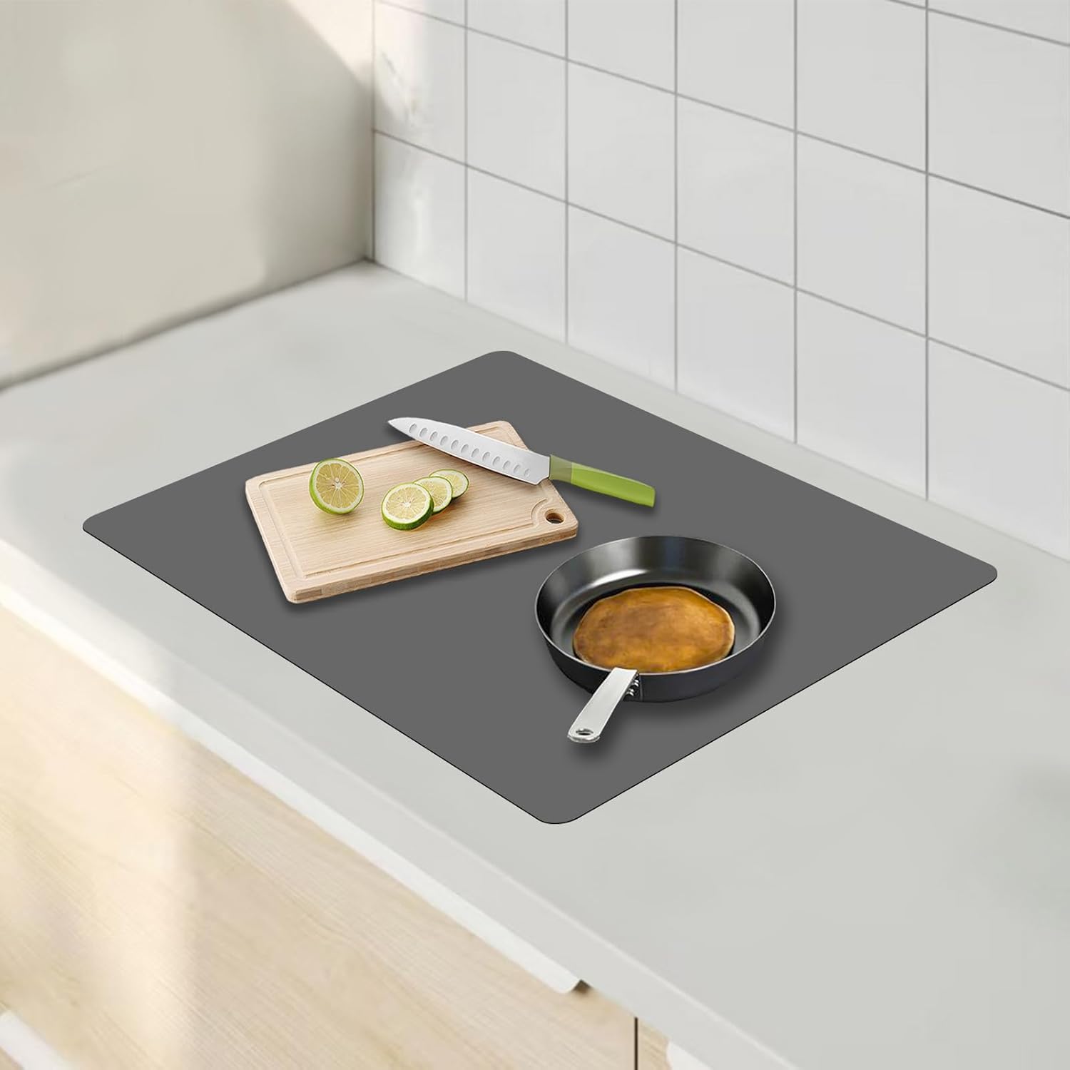 23.62"x15.74"(60cmx40cm) Countertop Protector Mat, Silicone Mats for Kitchen Counter, Cuttable Heat Resistant Mats for Counter, Waterproof Silicone Kitchen Island Protector Mat(2Pack, Dark Gray)