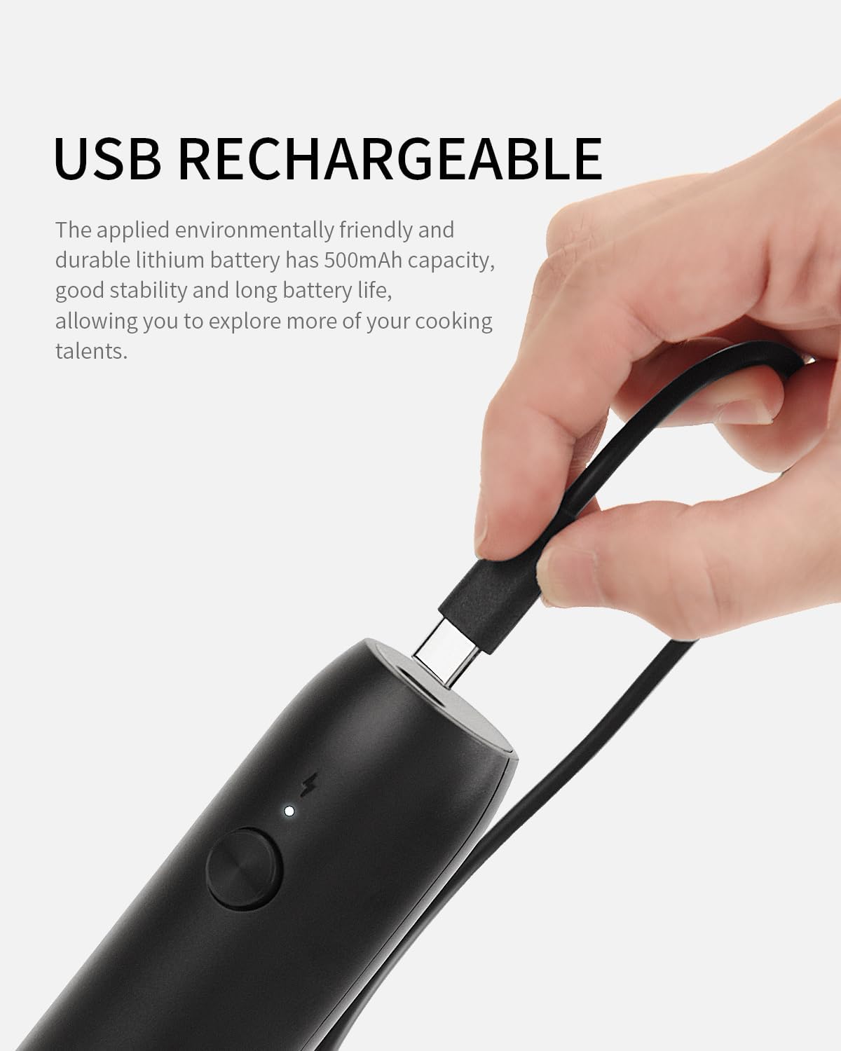 CIRCLE JOY Rechargeable Milk Frother Handheld, Coffee Frother Wand Drink Mixer with Stainless Steel Whisk for Coffee, Cappuccino, Lattes, Frappe, Matcha and Hot Chocolate, Black