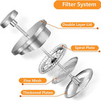 Small French Press Coffee Maker 600ml, Double-Wall Insulated French Press Coffee Press Stainless Steel for travel camping, Included 2 Extra Fliters and 1 Coffee Spoon (2-4cup, 20 OZ)