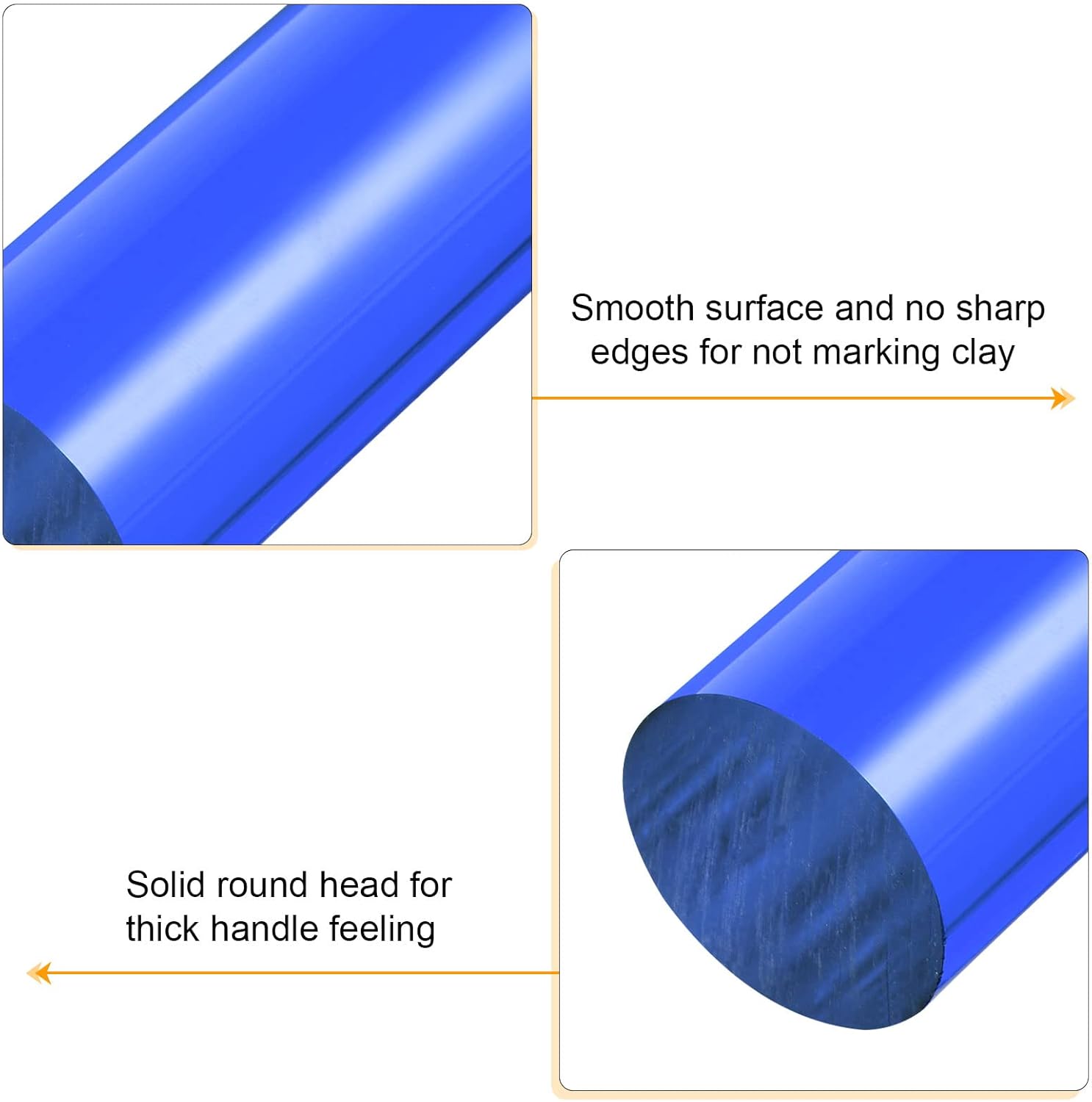 HARFINGTON Acrylic Clay Roller 6 Inch x 1 Inch Solid Non-Stick Plastic Round Tube Roller Polymer Clay Rod Fondant Rolling Pin for Shaping, Sculpting, Modeling DIY Crafts, Blue