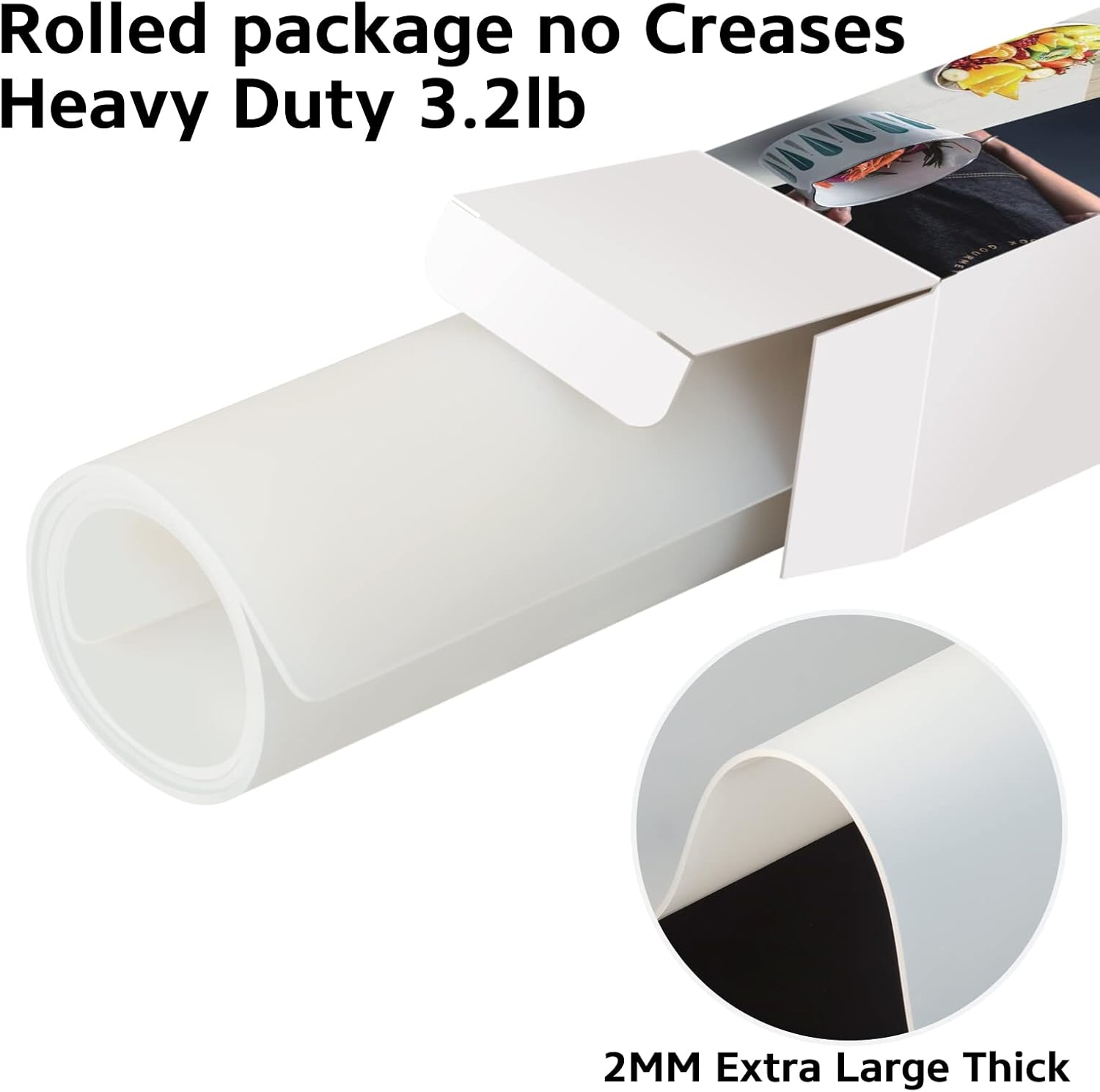 Silicone Mat Heat Resistant Mats for Countertop, Multipurpose Large Silicone Mats for Crafts Kitchen Workbench Size 36x24 inches Thick 2mm,Rolled Package,Translucent