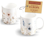 Maison d' Hermine Coffee Mug with Handles Fine Bone China Mugs Pack of Two Tea Cups for Hot Beverages Cappuccino Latte Home Restaurant Office Perfect for Gift (Ice Florals, 15 Ounce)
