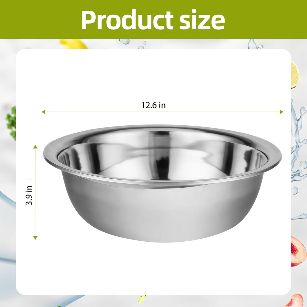 20 Pcs 12.6 x 3.9 Inch Stainless Steel Mixing Bowls for Bulk Food Prep with Nesting Design for Hotel Restaurant and Home Kitchen Cooking in Silver