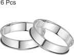 HARFINGTON 6pcs Crumpet Rings 3.94" Nonstick Round Cake Ring Stainless Steel Double Rolled English Pastry Rings for Kitchen Baking Crumpet Dessert, Silver