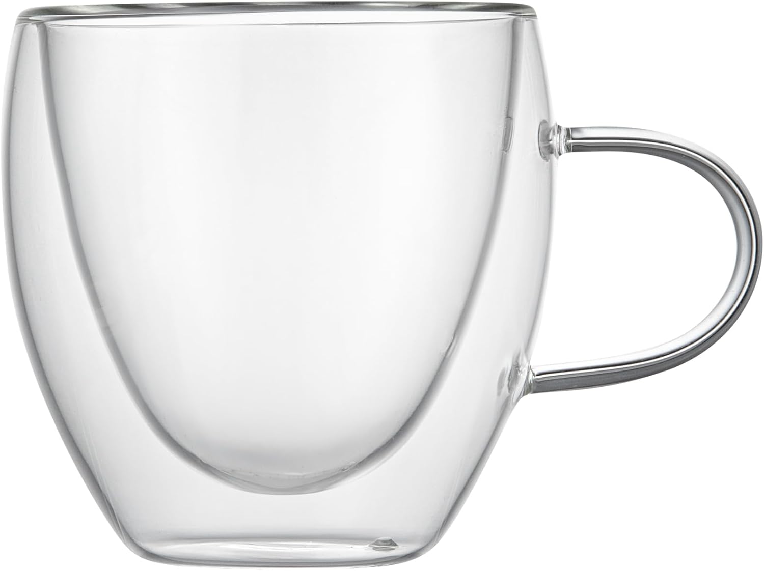 Restaurantware-Forma Professional 5.1 Ounce Glass Coffee Cups, 2 Insulated Coffee Cups With Handle - Dishwashable, Reusable, Clear Double Wall Beverage Tumblers, Freezable, For Hot Or Cold Beverages