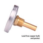 MEASUREMAN Hot Water Bi-Metal Thermometer, 2-1/2" Dial, 1-3/4" Lead-Free Brass Stem, Range 0-250 deg F/-20-120 deg C, 2% Accuracy, Adjustable, 1/2" NPT Back Mount（2 Pack