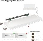 Vivelove Wooden Floating Shelves for Wall 16” x 8”x 1.4”, Bathroom Shelf Over The Toilet with Invisible Brackets, Unfinished Wall Shelves for LivingRoom, Kitchen, Bedroom, Home Decor, Set of 2 - White