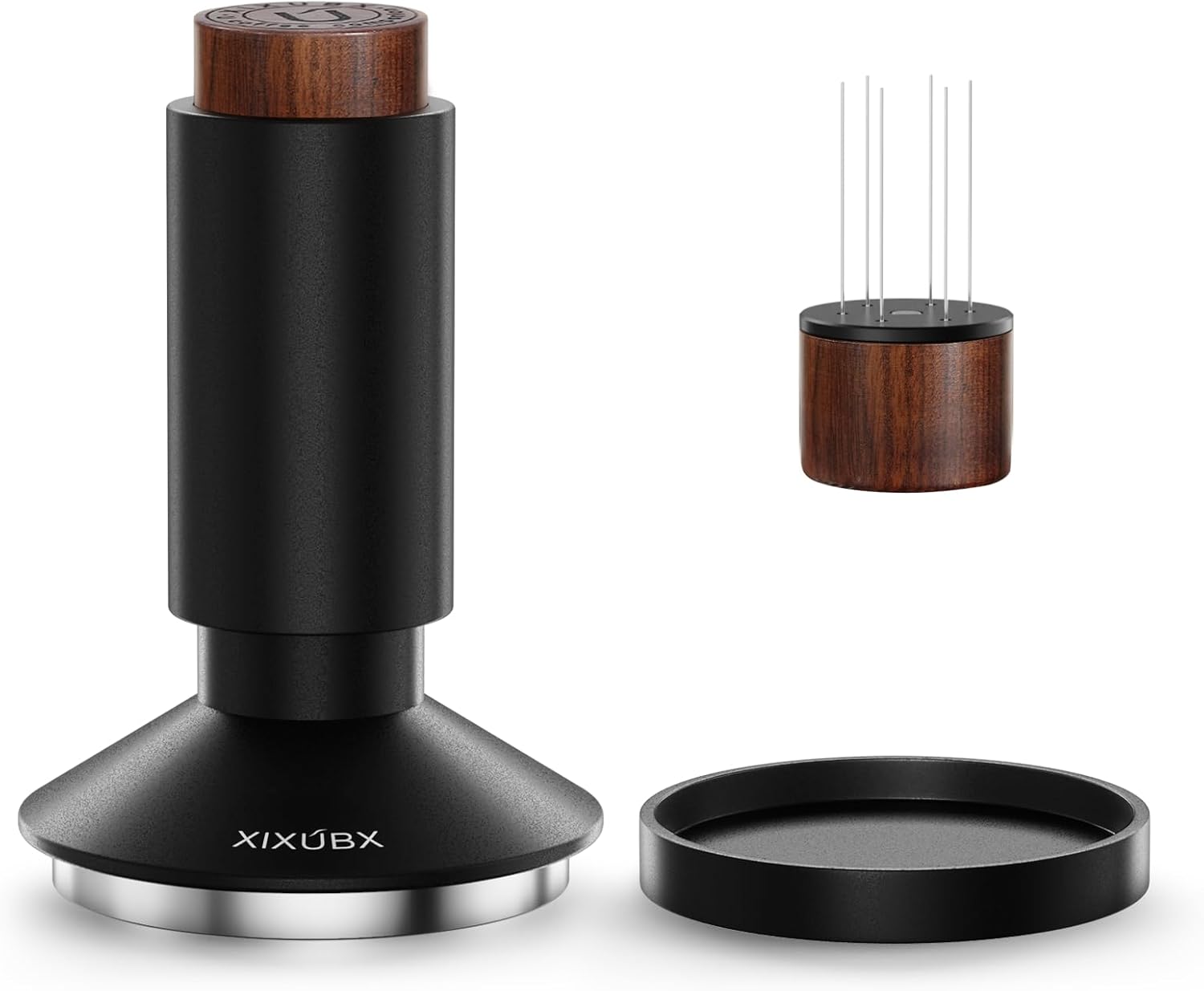 58.35mm Espresso Tamper & Magnetic WDT Tool, Barista Cofee Tamper with Spring Loaded, Anodized Aluminum Alloy Handle, Stainless Steel Corrugated Base with Cover for Portafilter Basket