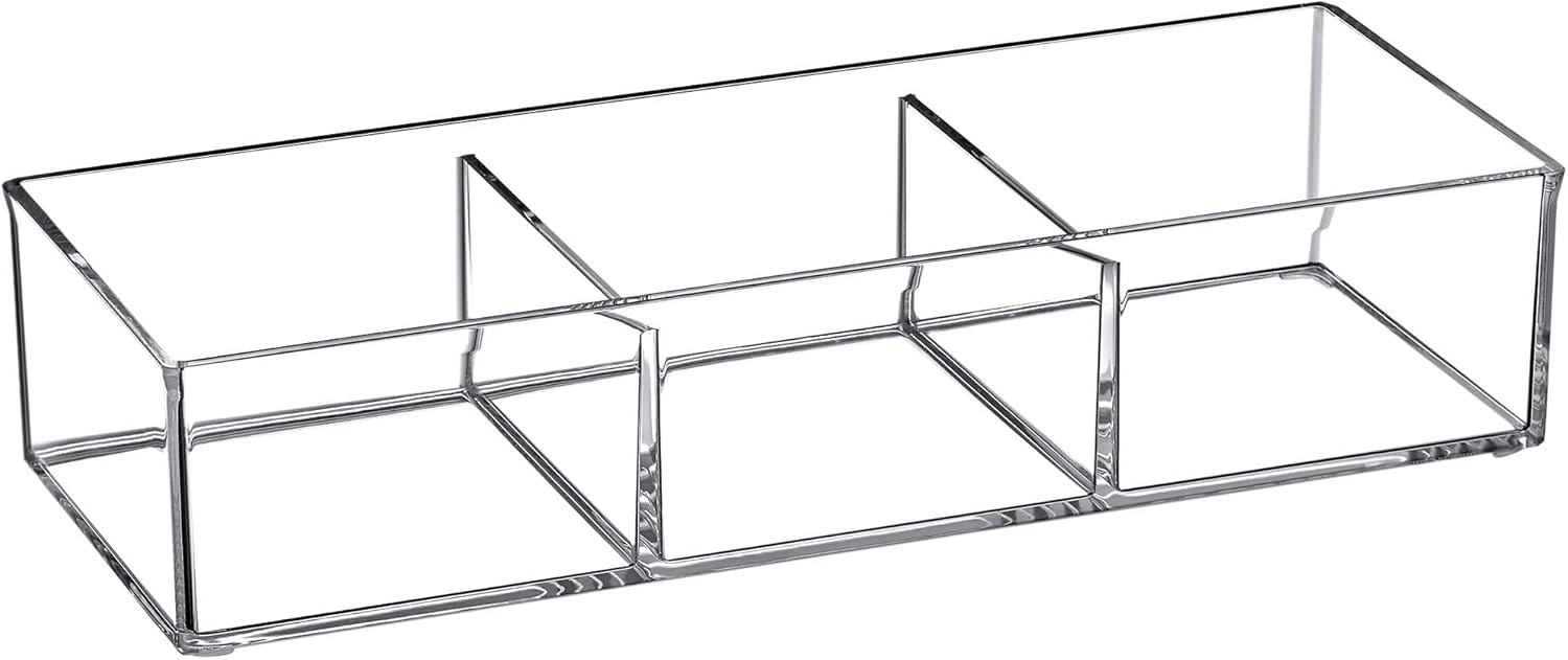 Amazing Abby - Deja Brew - Acrylic 3-Compartment Coffee Pod Holder, Large-Capacity Plastic Coffee Capsule Storage, BPA-Free and Shatter-Proof, Great for Use on Countertop or in Drawer