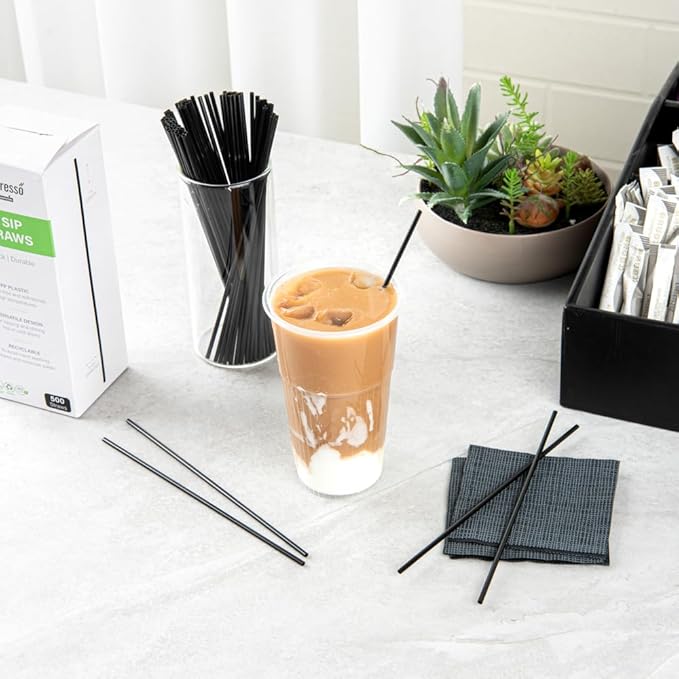 Restaurantware Restpresso 7 Inch Cocktail Stirrers 5000 Disposable Cocktail Stirrers - Premium Odorless Black Plastic Stirrers For Coffee For Hot And Cold Drinks For Bars Or Offices