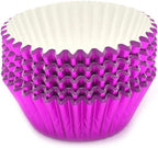 Standard Hot Pink Foil Cupcake Liners Muffin Baking Cups for Party and More, 100-Count