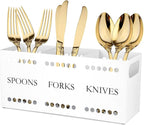 Silverware Caddy Flatware Cutlery Holder Metal Silverware Organizer Containers White Kitchen Utensil Holder for Countertop Spoon and Fork Holder Flatware Utensils Caddy for Party