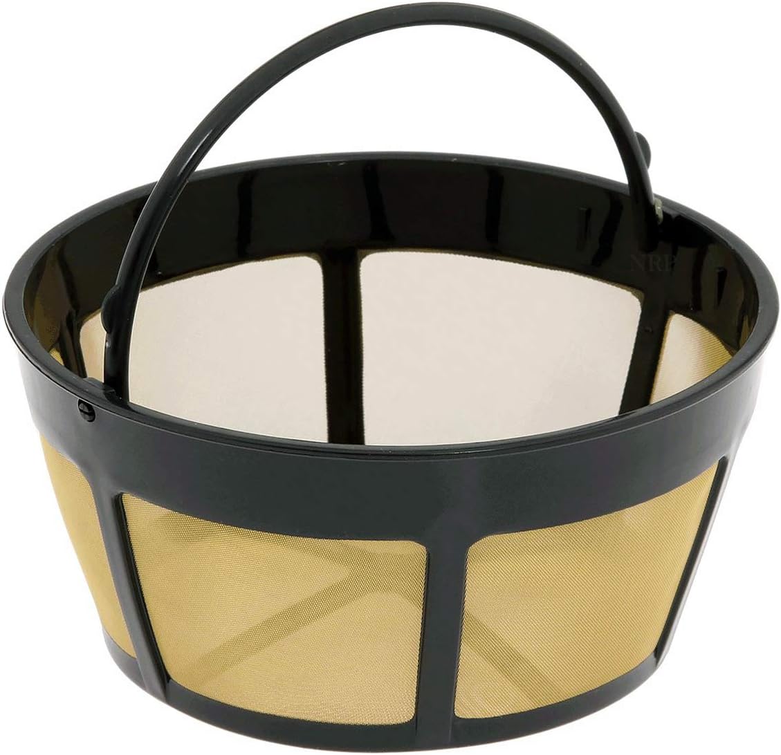NRP Gold-tone 10cup Mesh Bottom Permanent Coffee Filter Replacement for Drip Coffeemaker Cuisinart GTF-B, Mr coffee & More