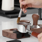 Wooden Espresso Tamping Station, Portafilter Tamping Stand Espresso Coffee Organizer Box Fit for Storage 51, 53, 58MM Espresso Tamper Mat Portafilter Holder, (Accessories not included)