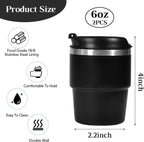 6oz Vacuum Insulated Espresso Cup Set of 2, Espresso Shot Cup for Coffee, Double Wall Stainless Steel Mini Tumbler Shot Glasses with Lid