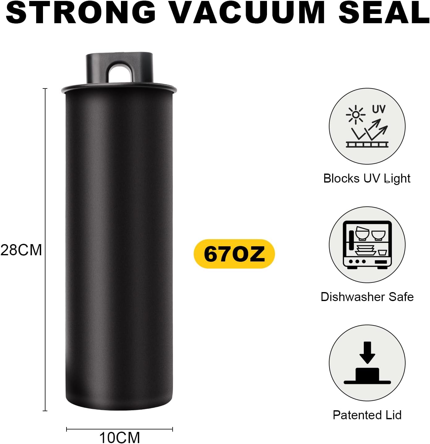 Vacuum Coffee Canister, 67oz Air Seal for Coffee Bean Storage, Stainless Steel Food Storage Container, Preserves Freshness Longer, Airtight Coffee Storage for Grounds & Whole Beans