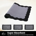 Scalloped Coffee Bar Mat for Countertop, Cute Dish Drying Mats for Kitchen Counter, Diatomite Absorbent Mat for Coffee Station, Kitchen Aesthetic Decor (16"x24", Black)