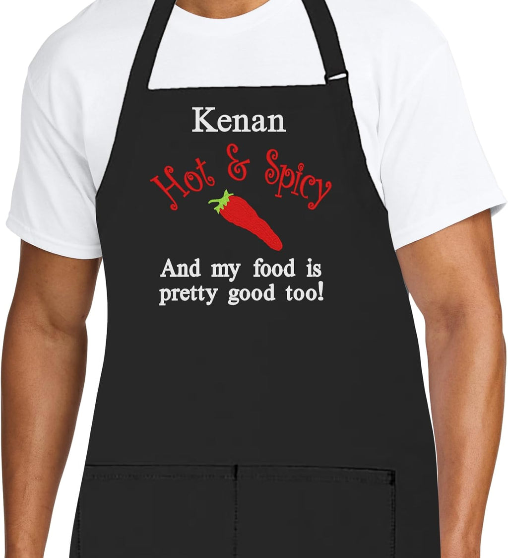 Personalized Chef Apron for Men, Custom Embroidered Design, Professional Kitchen Cooking BBQ Grilling for Dad, Decorated in USA