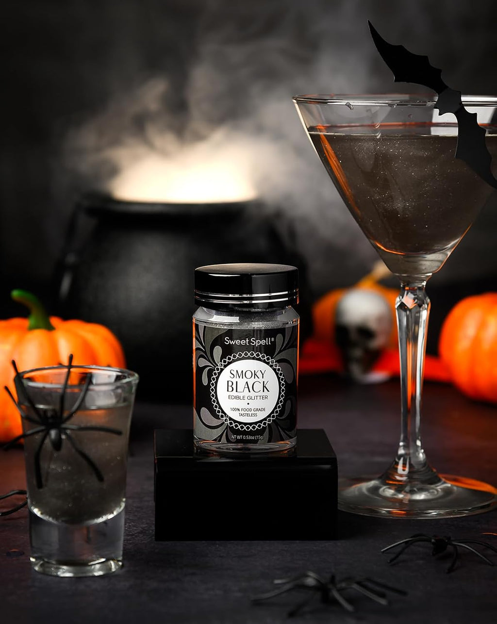 Sweet Spell Edible Glitter (15g) - Shimmer Sparkles for Drinks, Cakes, Cocktails - 100% Edible & Food Grade Glitter, Vegan, Gluten-Free (Black)