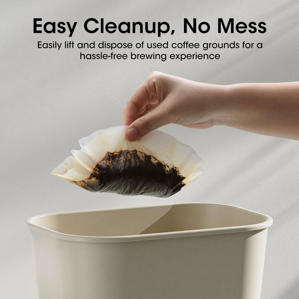 Basket Coffee Filters 8-12 Cup, 100 Count Flat Bottom Paper Filters for Drip Coffee Makers, Compatible with Mr. Coffee, BLACK+DECKER, Cuisinart, White