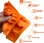 2 Pack Halloween Chocolate Candy Silicone Mold Halloween Molds Ghost Pumpkin Bat Skull Witch Hat Gummy Fondant Baking Mold for DIY Ice Cube Sugar Halloween Party Cupcake Cake Decorating