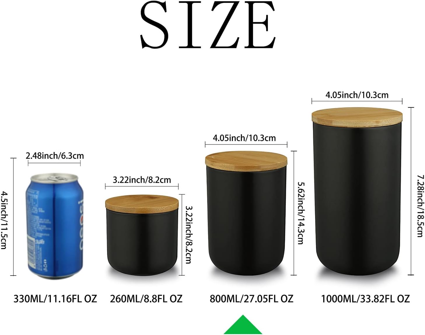 jessie Ceramic Storage Containers with Airtight Seal Bamboo Lids Kitchen Canisters for Tea Spice Seasoning Sugar Coffee (white, 800ml/27 oz)