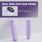 Slim Insulated Water Bottles for Travel 32oz with Clip, Double Wall Vacuum Stainless Steel Water Bottle Keeps Drinks Cold 24 Hrs/Hot 12 Hrs, 100% Leakproof, BPA Free(Purple)